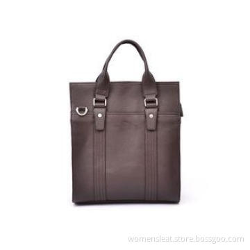 Brown Soft Mens Leather Tote Bag , Detachable Leather Shoul